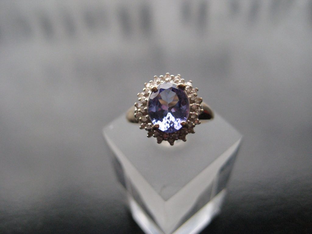 amethyst and diamond halo ring