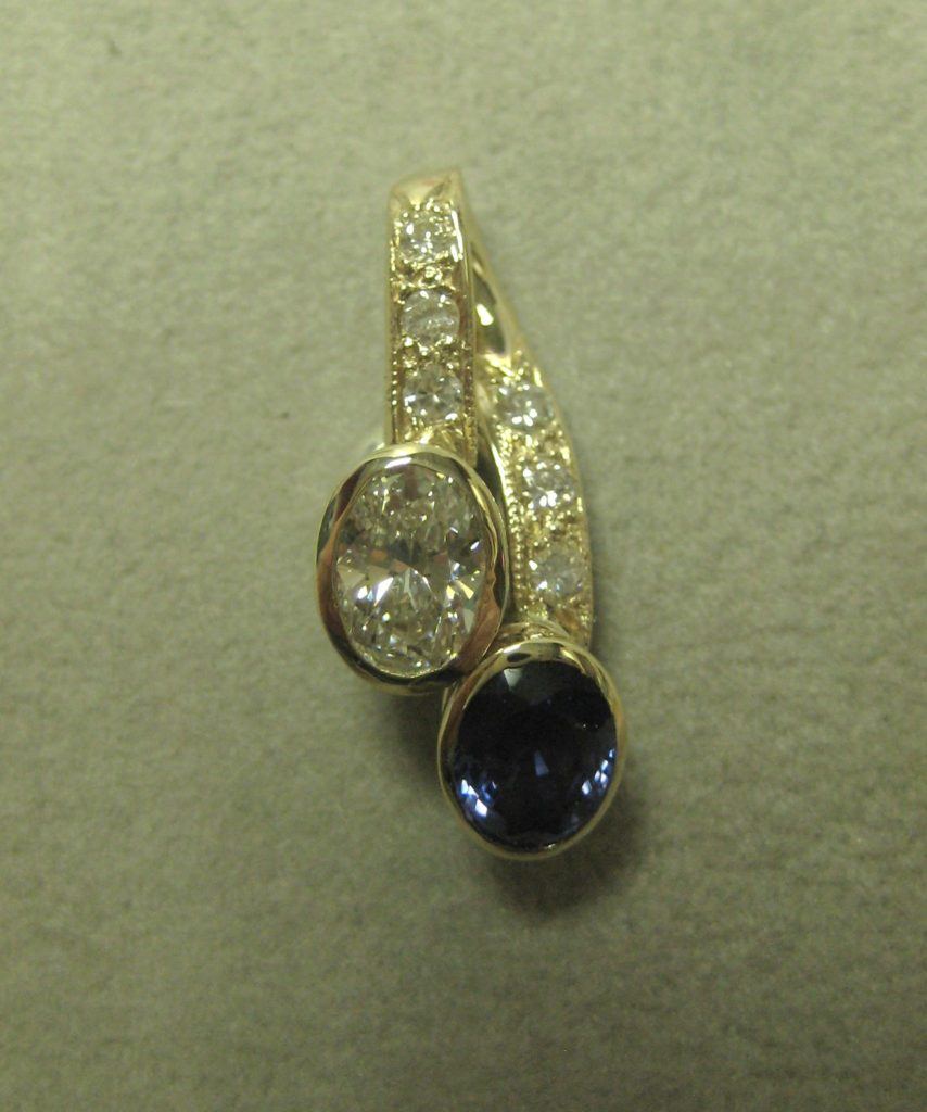 diamond and sapphire slider pendant