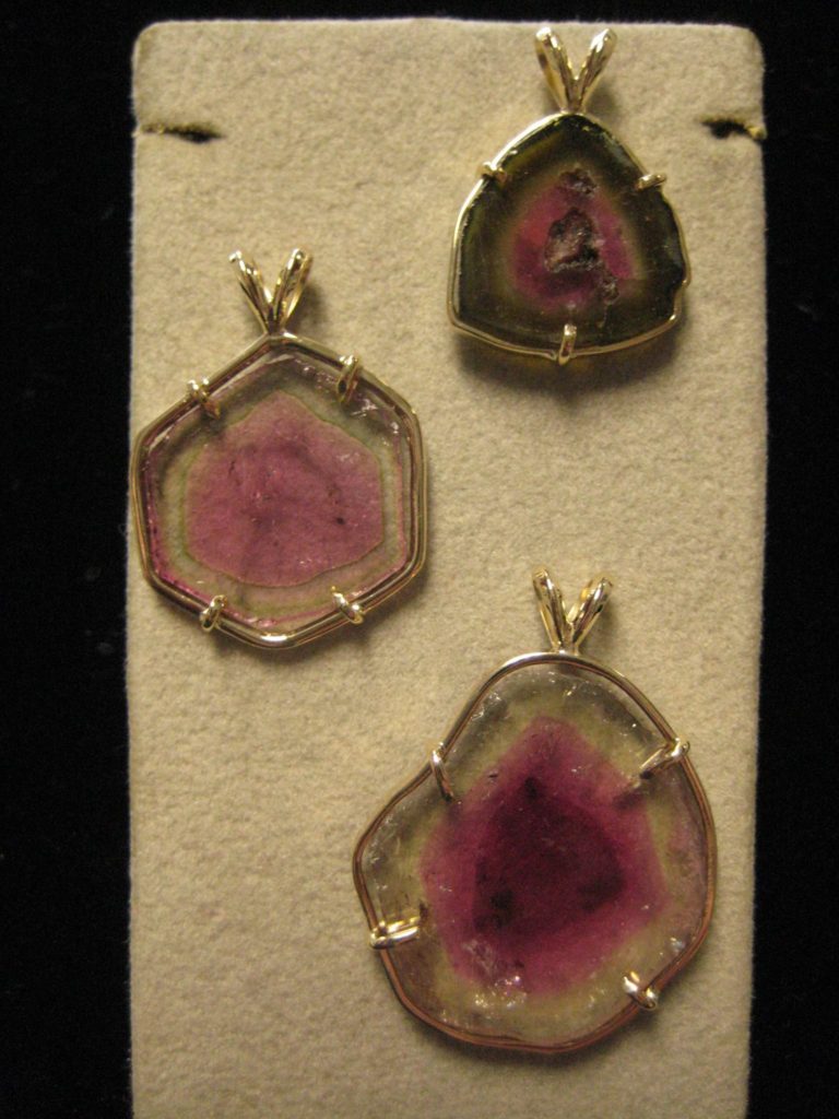 slice of gemstone pendants
